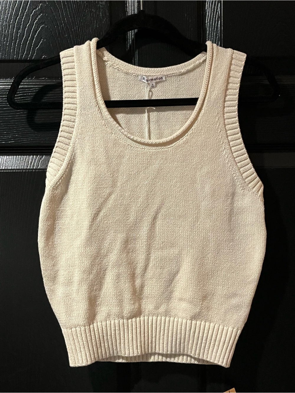 NEW Reformation Marion 100% Organic Cotton Ivory Knit Tank Sweater NWT
